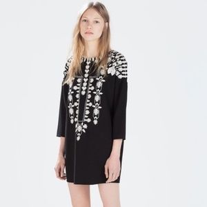 Zara Trafaluc Black White Embroidered Cutout Tunic or Dress
